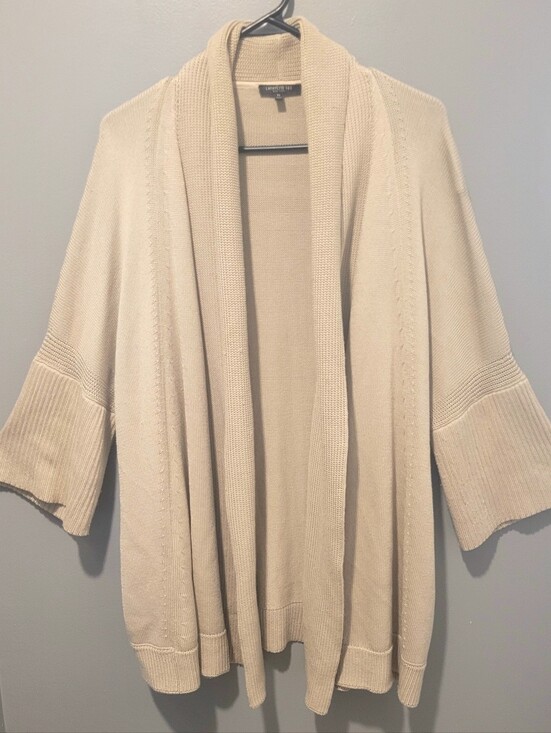 Lafayette 148 New York Sweaters - Lafayette 148 New York Cream Open-Front Knit Cardigan Sz Xl